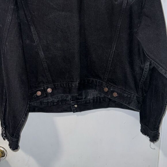 LEVI STRAUSS & CO Black Denim Jacket with Beaded Trim-XL - Picture 8 of 11